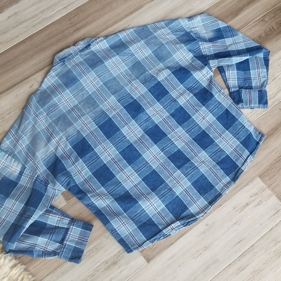 Mango Jean's Snap Down Chambray Check Shirt - Picture 6 of 7